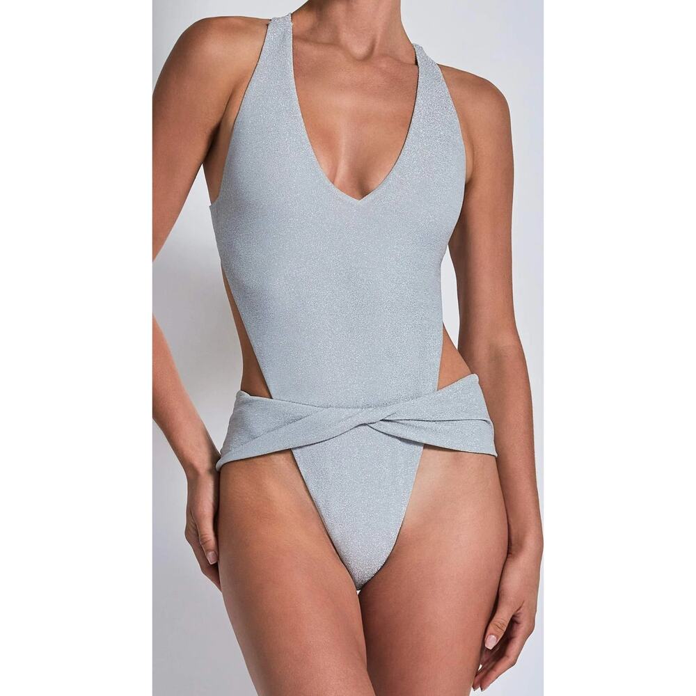 DEVON WINDSOR Light Gray Cutout One Piece Swimsuit